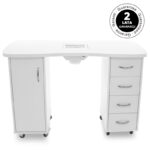 Desk 2027 white two cabinets with an absorber 3