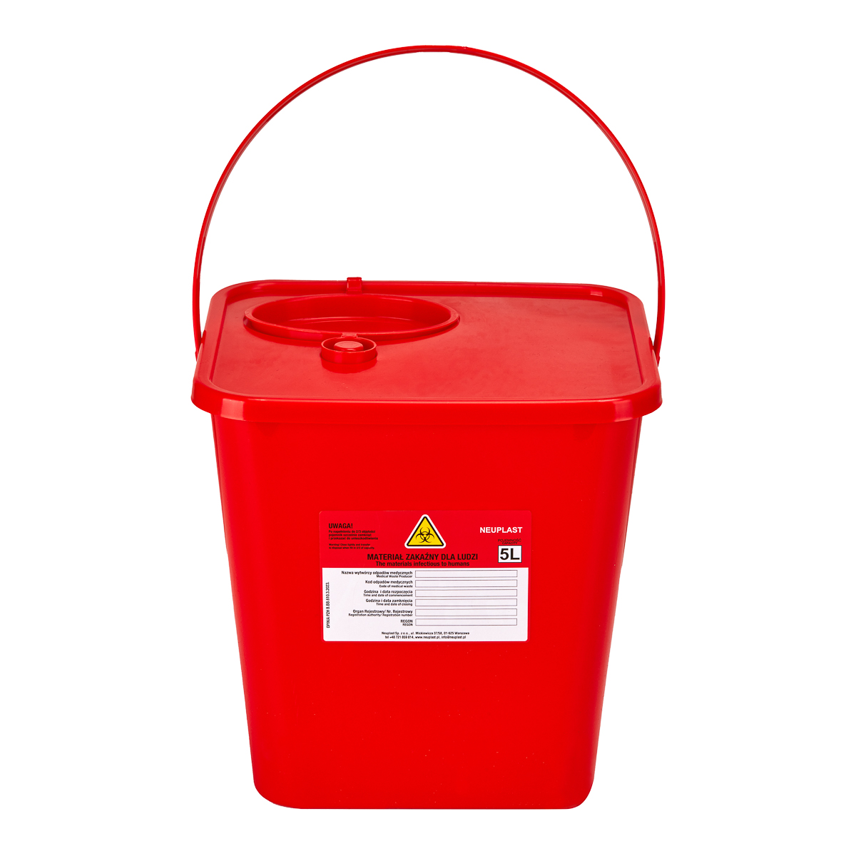 5 L RED MEDICAL WASTE CONTAINER 5 L RED MEDICAL WASTE CONTAINER