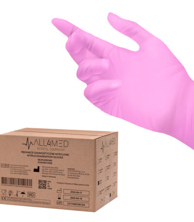 All4med disposable diagnostic nitrile gloves pink L 10x100 pieces