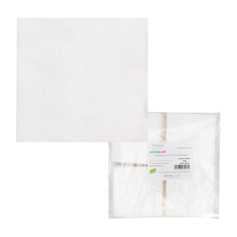 COTTON COMPRESSES NATURLINE 150G 16.5cm x18cm COTTON COMPRESSES NATURLINE 150G 16.5cm x18cm
