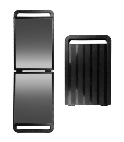 Double folding hairdressing mirror