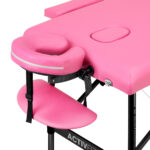 Folding massage table aluminum Activ Fizjo comfort 2 segment pink black aluminum 1