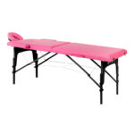 Folding massage table wooden Activ Fizjo comfort 2 segment pink black wood