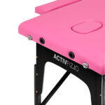 Folding massage table wooden Activ Fizjo comfort 2 segment pink black wood 2