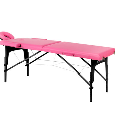 Folding massage table wooden Activ Fizjo comfort 2 segment pink black wood
