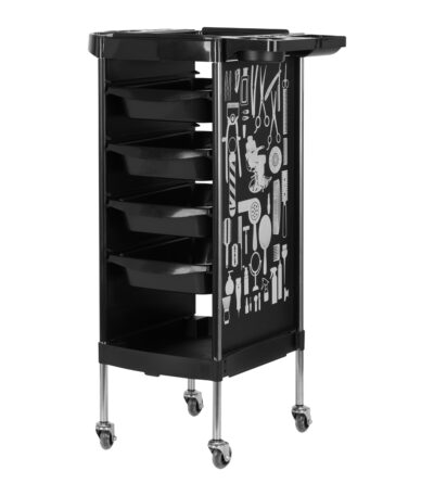 GABBIANO HAIRDRESSER TROLLEY X11-9 BLACK GRAPHICS