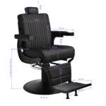 Gabbiano Levi barber chair with black frame black without stitching at the back - Image 14