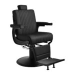 Gabbiano Levi barber chair with black frame black without stitching at the back