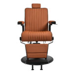 Gabbiano Levi barber chair with black frame brown without stitching at the back - Image 2