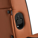 Gabbiano Levi barber chair with black frame brown without stitching at the back - Image 12