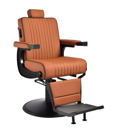 Gabbiano Levi barber chair with black frame brown without stitching at the back