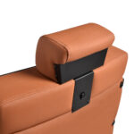 Gabbiano Levi barber chair with black frame brown without stitching at the back - Image 6