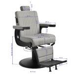 Gabbiano Levi barber chair with black frame gray without stitching at the back - Image 16