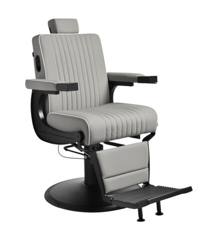 Gabbiano Levi barber chair with black frame gray without stitching at the back