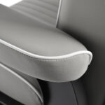 Gabbiano Levi barber chair with black frame gray without stitching at the back 3