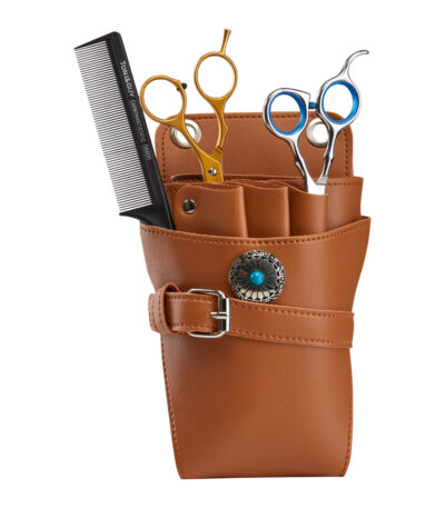 HOLSTER BELT FOR HAIR SCISSORS T14 BROWN