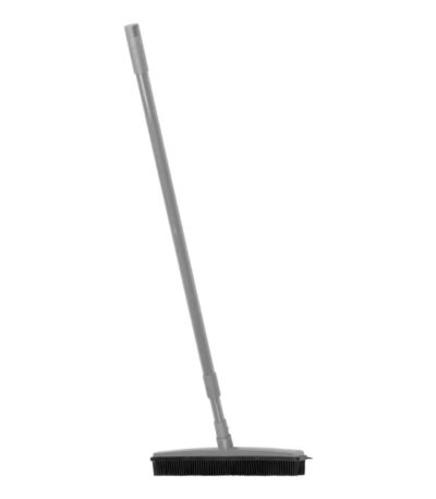 Hairdresser's rubber broom with telescopic pole gray