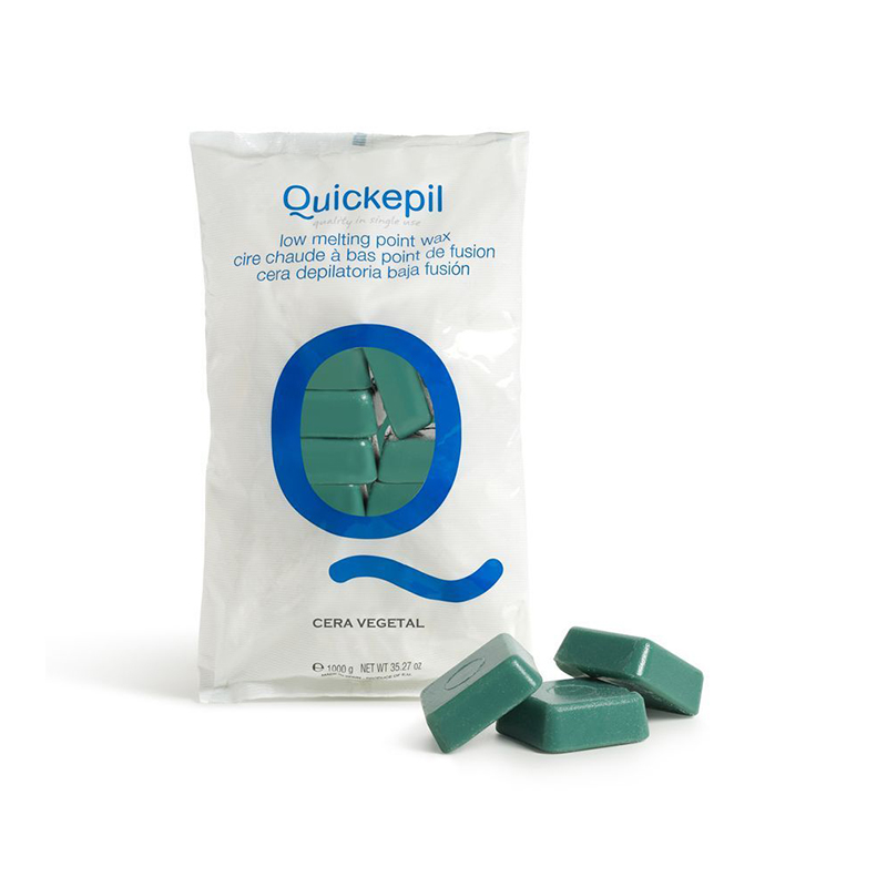 Quickepil depilatory wax hard without streak for vegetal depilation 1 kg green Quickepil depilatory wax hard without streak for vegetal depilation 1 kg green