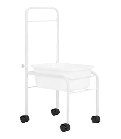 White pedicure tray on wheels
